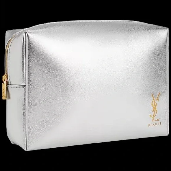 Silver-Gold YSL (Yves Saint Laurent) Beauty Cosmetic-Makeup Bag - Picture 1 of 13